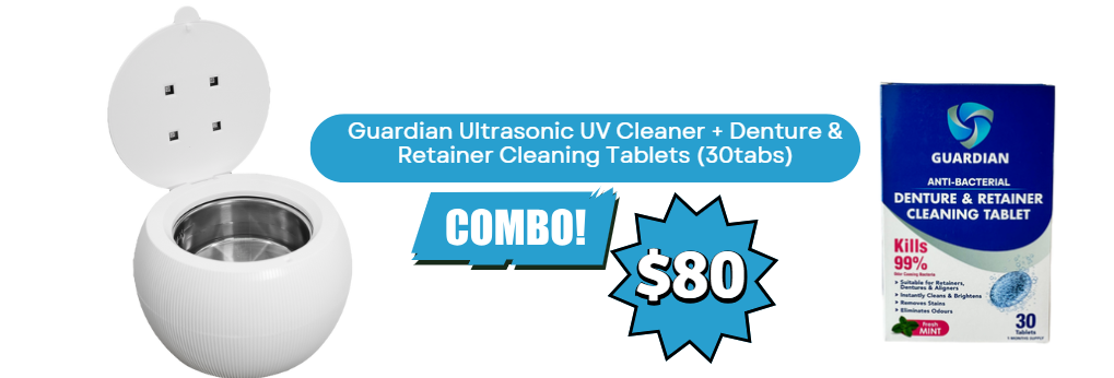 COMBO OFFER- Guardian Ultrasonic Cleaner + Denture & Retainer Cleaning Tablets