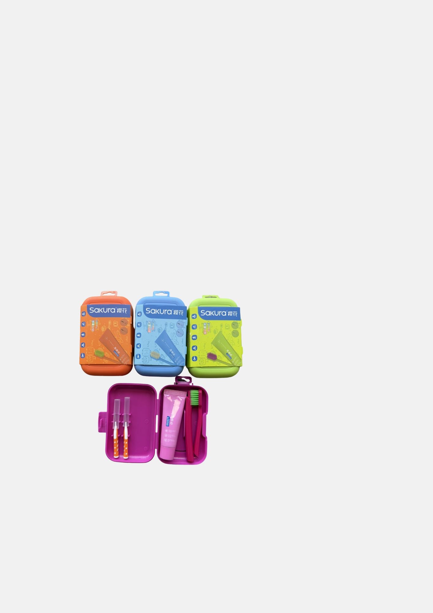 Sakura Soft Bristle PP Handle Toothbrush & Toothpaste Travel Set (S-883)